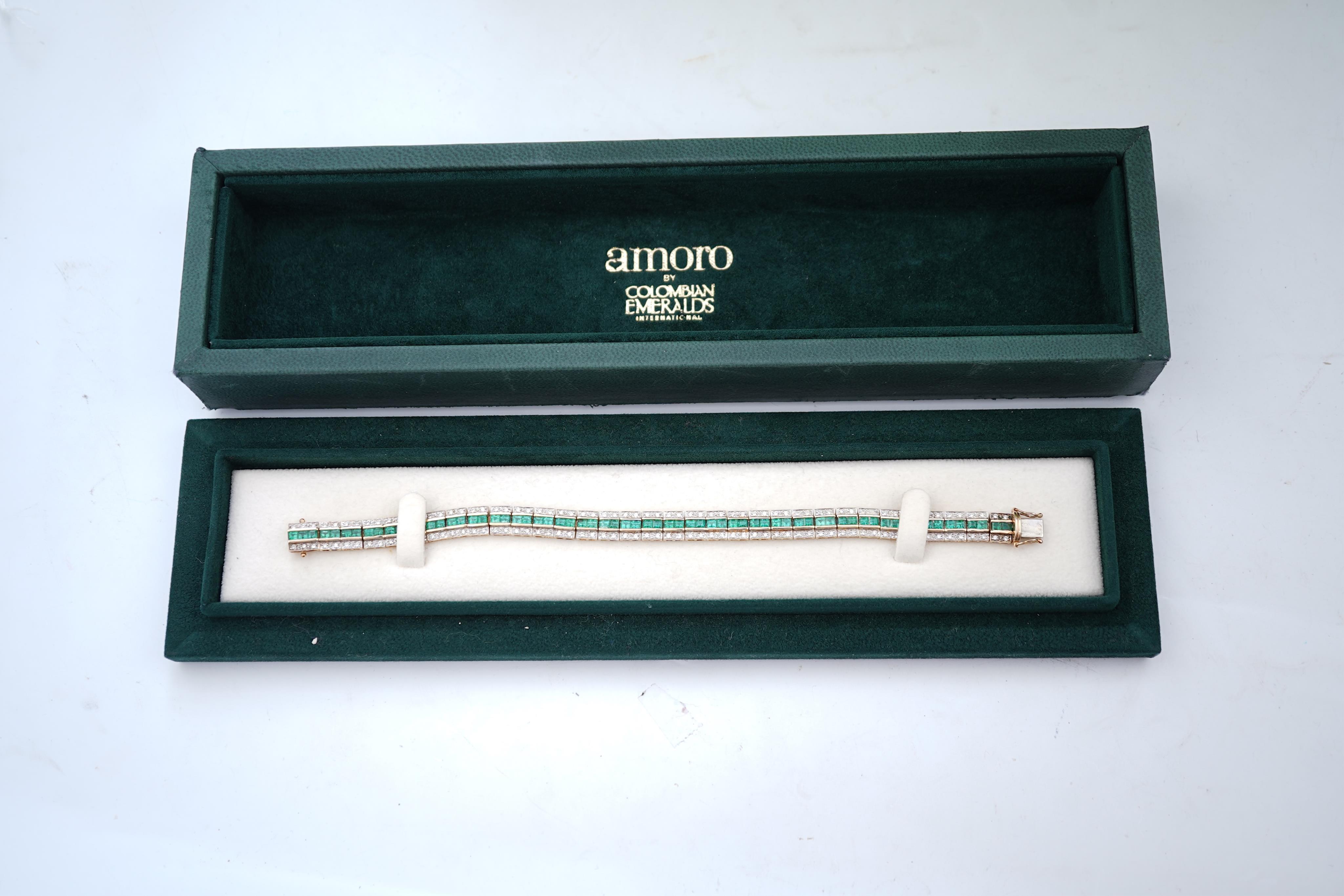 An emerald and diamond bracelet